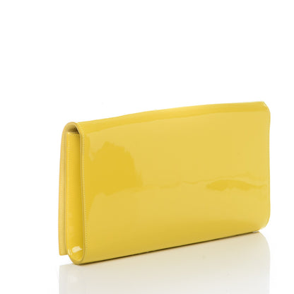 Saint Laurent Patent Calfskin Monogram Large Belle De Jour Clutch Yellow 3 of 7