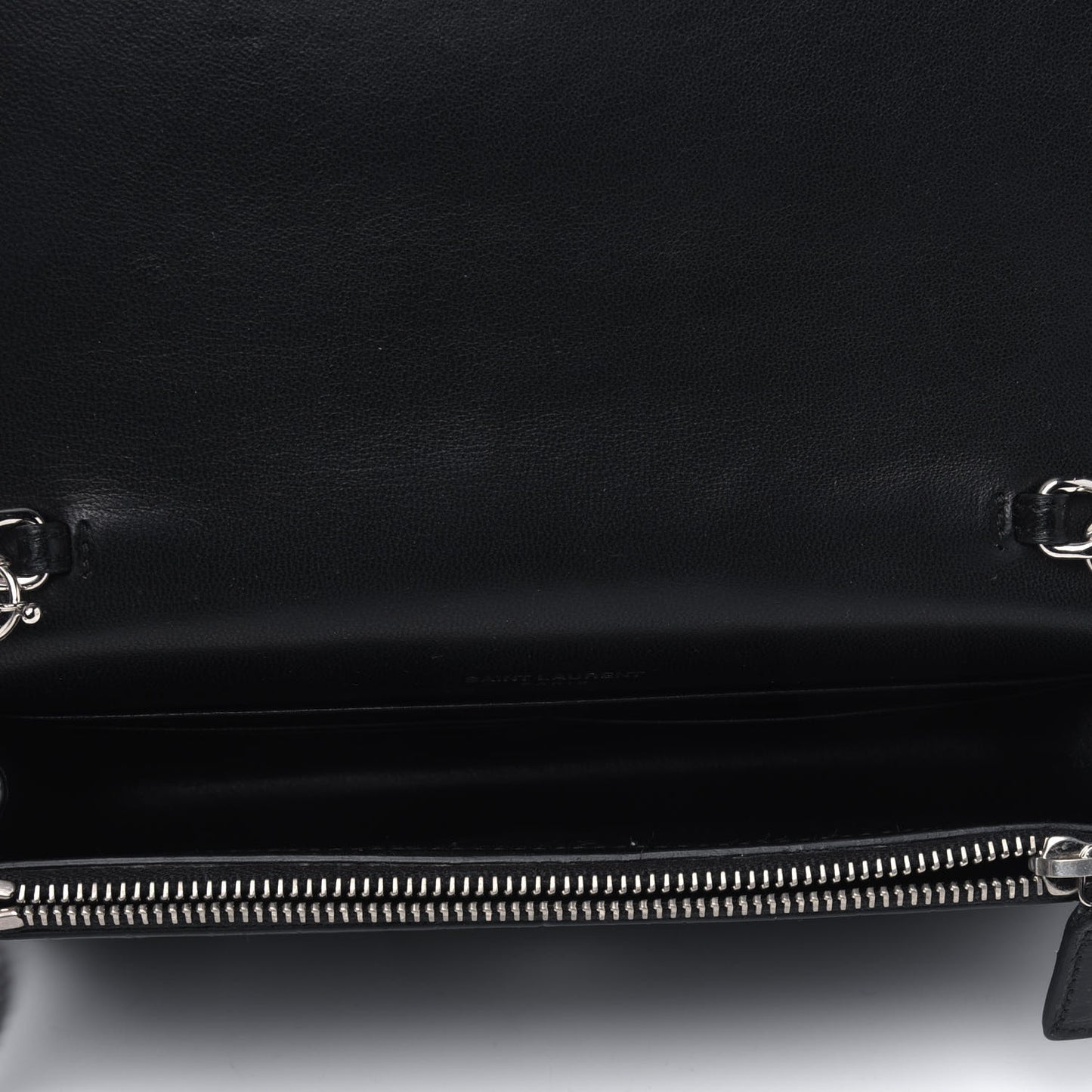 Calfskin Crocodile Embossed Kate Monogram Tassel Chain Wallet Black