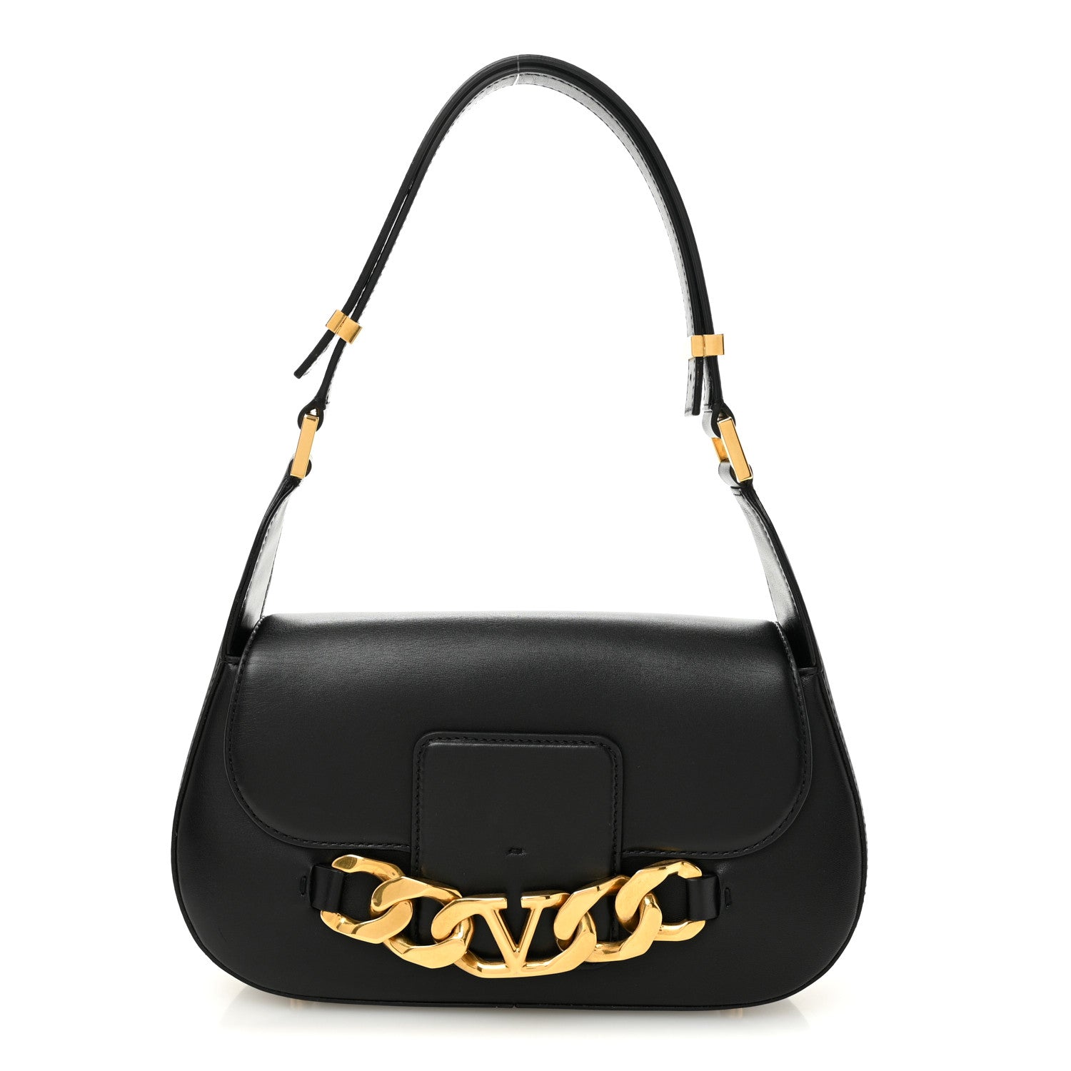 Valentino Garavani Smooth Calfskin Vlogo Chain Shoulder Bag Black 1 of 10