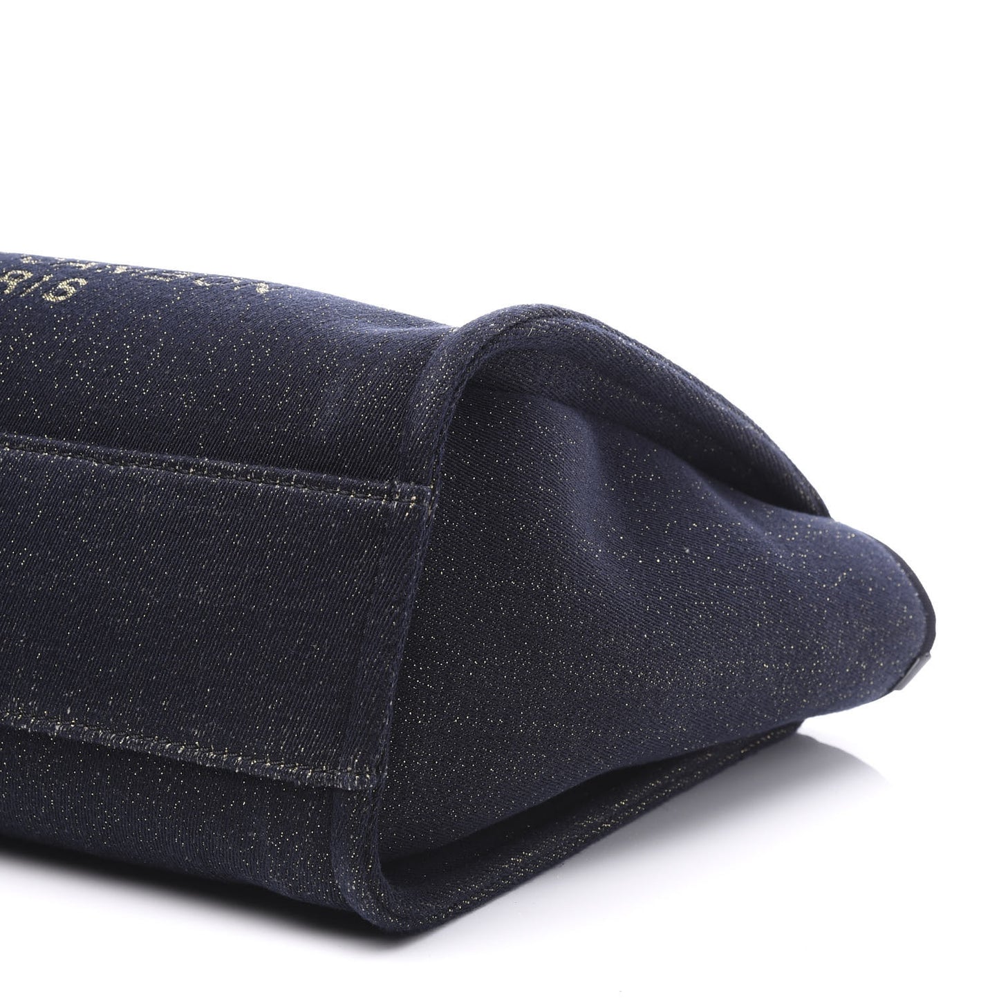 Lurex Canvas Small Deauville Tote Navy Blue Gold