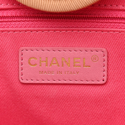 Chanel Straw Raffia Calfskin Striped Medium Deauville Tote Black Beige Ivory 6 of 10