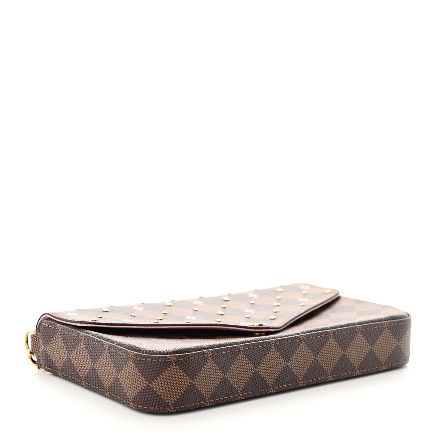 Damier Ebene Studded Pochette Felicie Chain Wallet