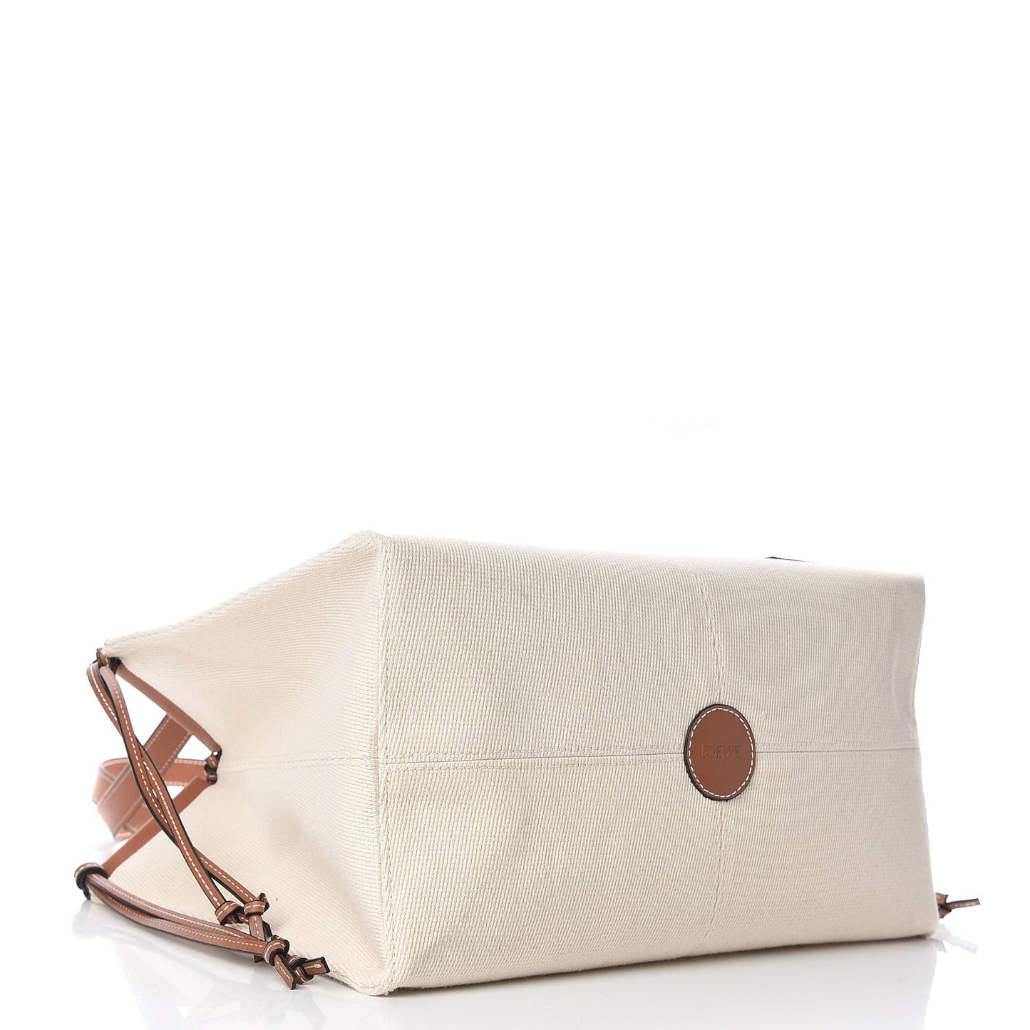 Canvas Calfskin Cushion Tote Beige
