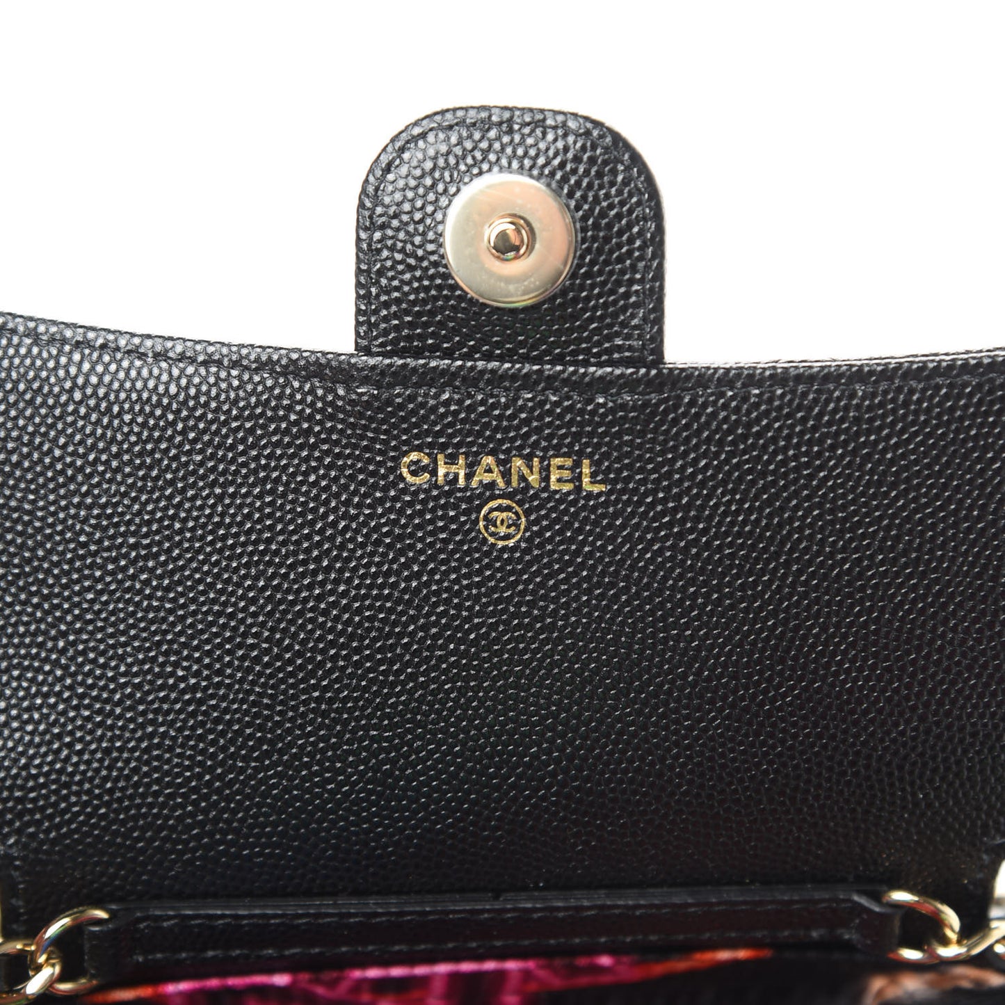 Caviar Fabric Quilted Foldable Tote With Chain Black Multicolor