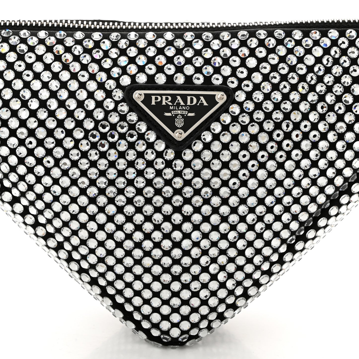 Satin Crystal Triangle Pouch Cristal