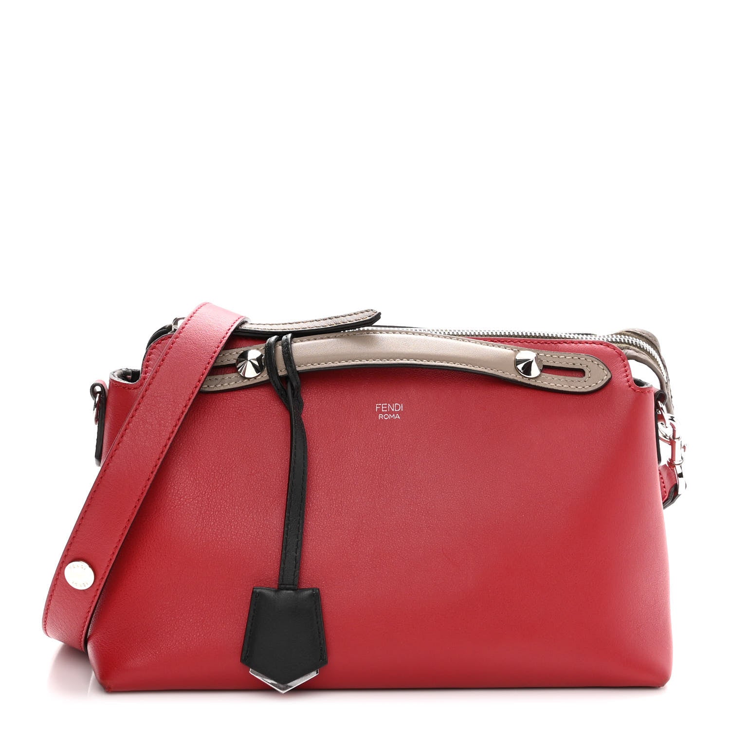 Fendi Vitello Dolce 4 Color Medium By The Way Boston Bag Fragola Black Multicolor 1 of 10