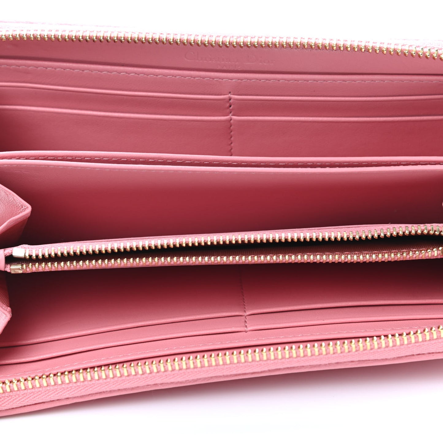 Lambskin Cannage Lady Dior Voyageur Wallet Pink