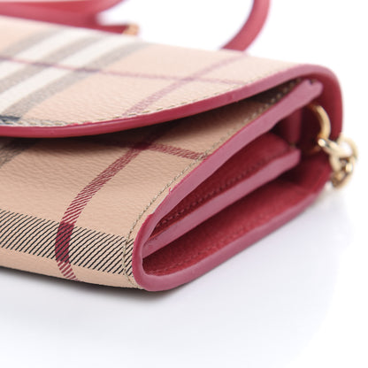 Burberry Haymarket Check Henley Wallet On Chain Coral Red 11 of 11