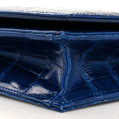 Christian Dior Shiny Crocodile Lady Dior Chain Clutch Blue 10 of 14