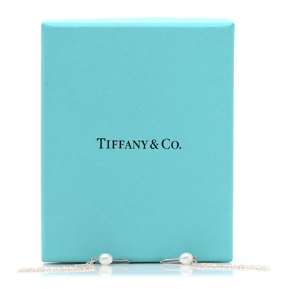 Tiffany Sterling Silver Pearl Small Elsa Peretti Mesh Earrings 5 of 5