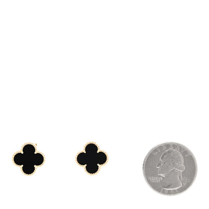 Van Cleef & Arpels 18k Yellow Gold Black Onyx Vintage Alhambra Earrings 2 of 4