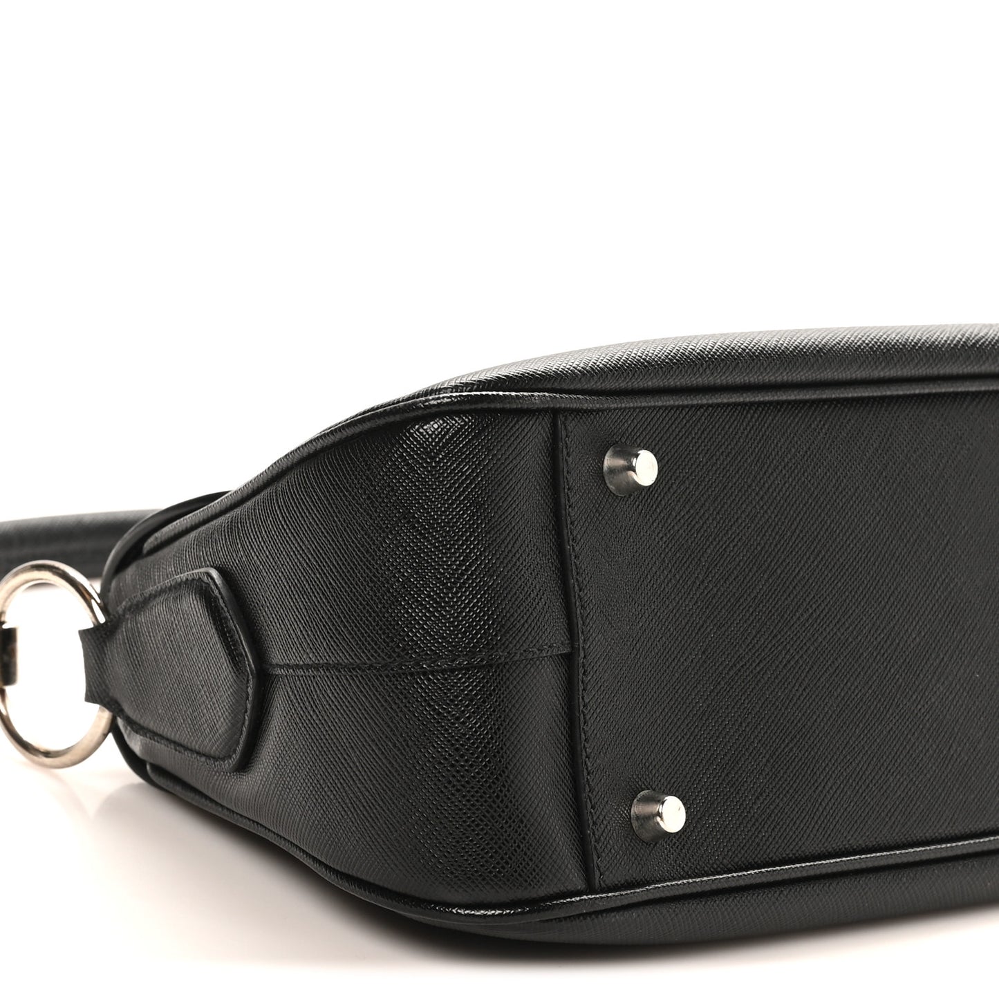 Saffiano Lux Pushlock Shoulder Bag Black