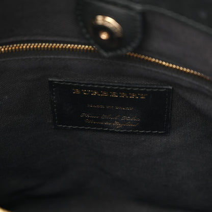 Burberry Grainy Calfskin House Check Medium Banner Tote Black 6 of 12