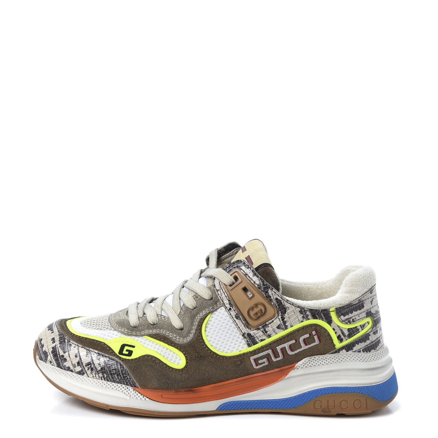 Suede Calfskin Tejus Printed Womens Ultrapace Sneakers 38.5 Natural Ardesia Neon Yellow