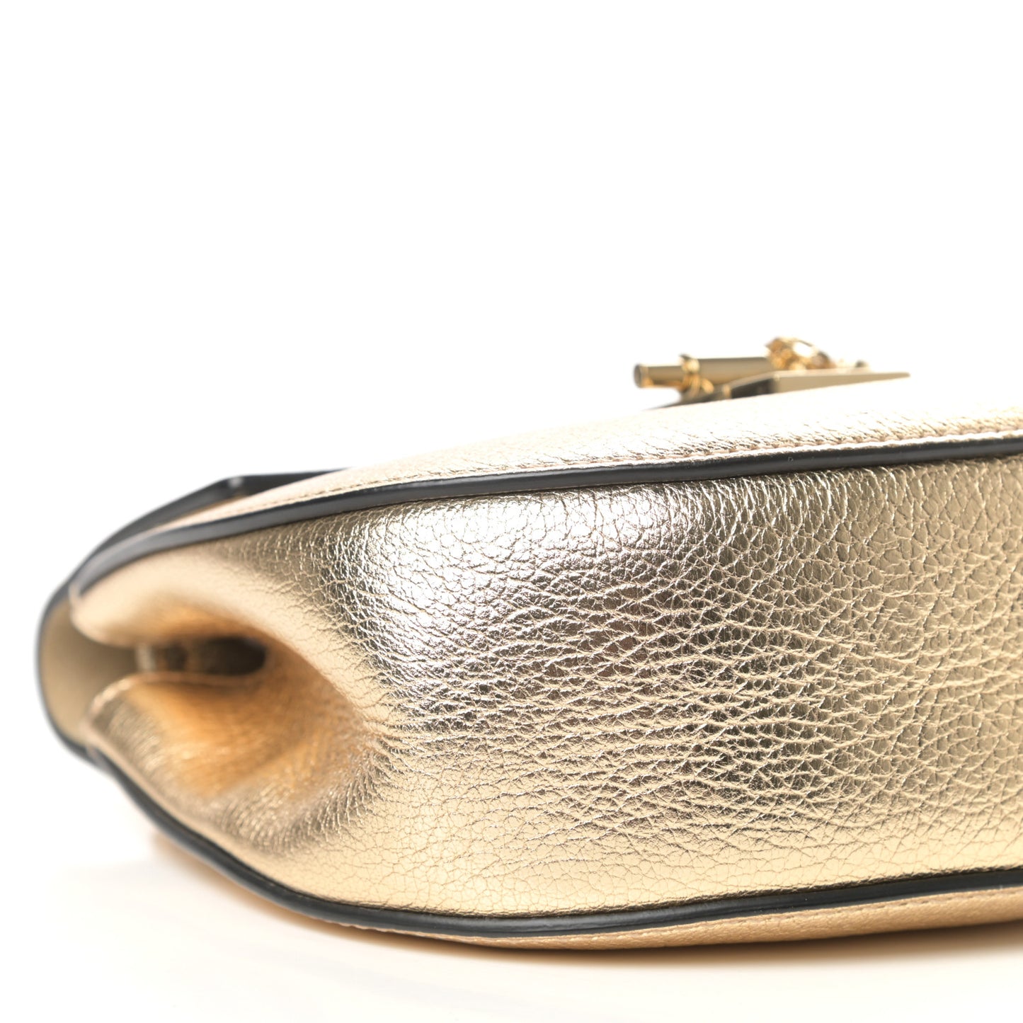 Metallic Goatskin Mini Drew Shoulder Bag Pale Gold