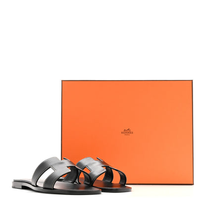 Hermes Box Calfskin Oran Sandals 37 Black 20 of 20