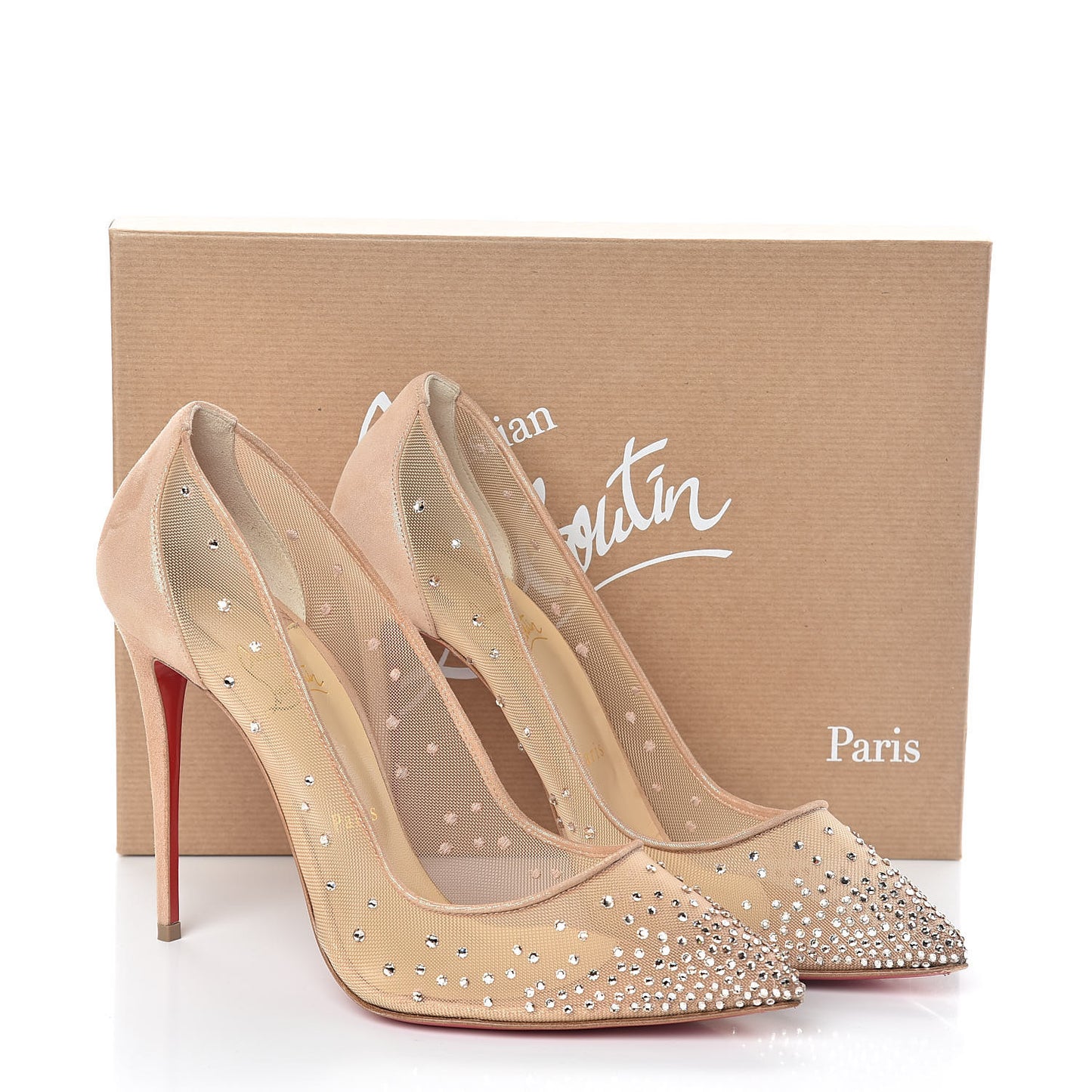 Suede Silk Crystal Strass Follies 100 Pumps 40 Neutral