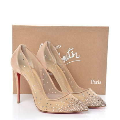 Christian Louboutin Suede Silk Crystal Strass Follies 100 Pumps 40 Neutral 11 of 11