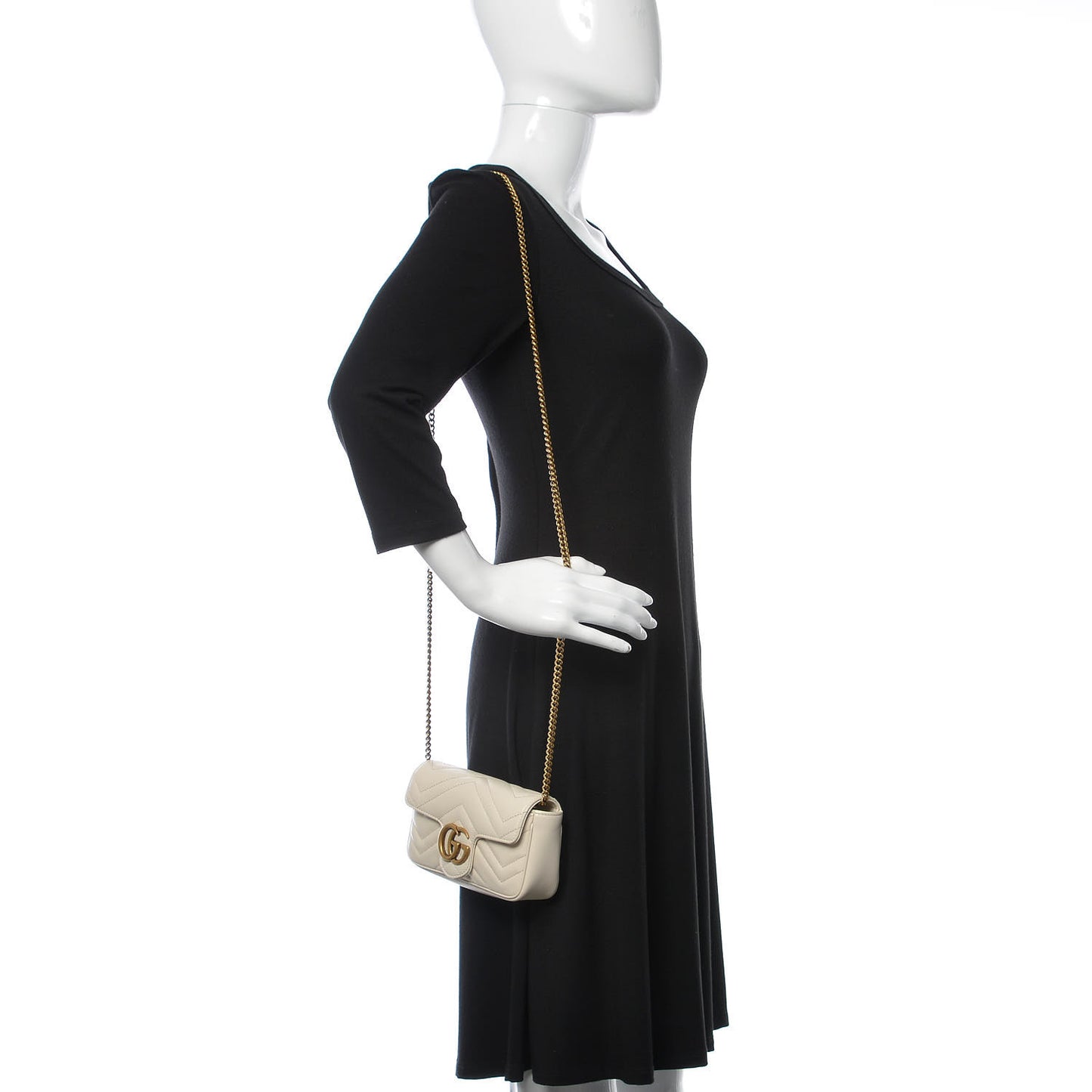 Calfskin Matelasse Super Mini GG Marmont Shoulder Bag White
