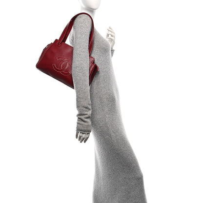 Chanel Caviar CC Stitched Tote Red 2 of 10