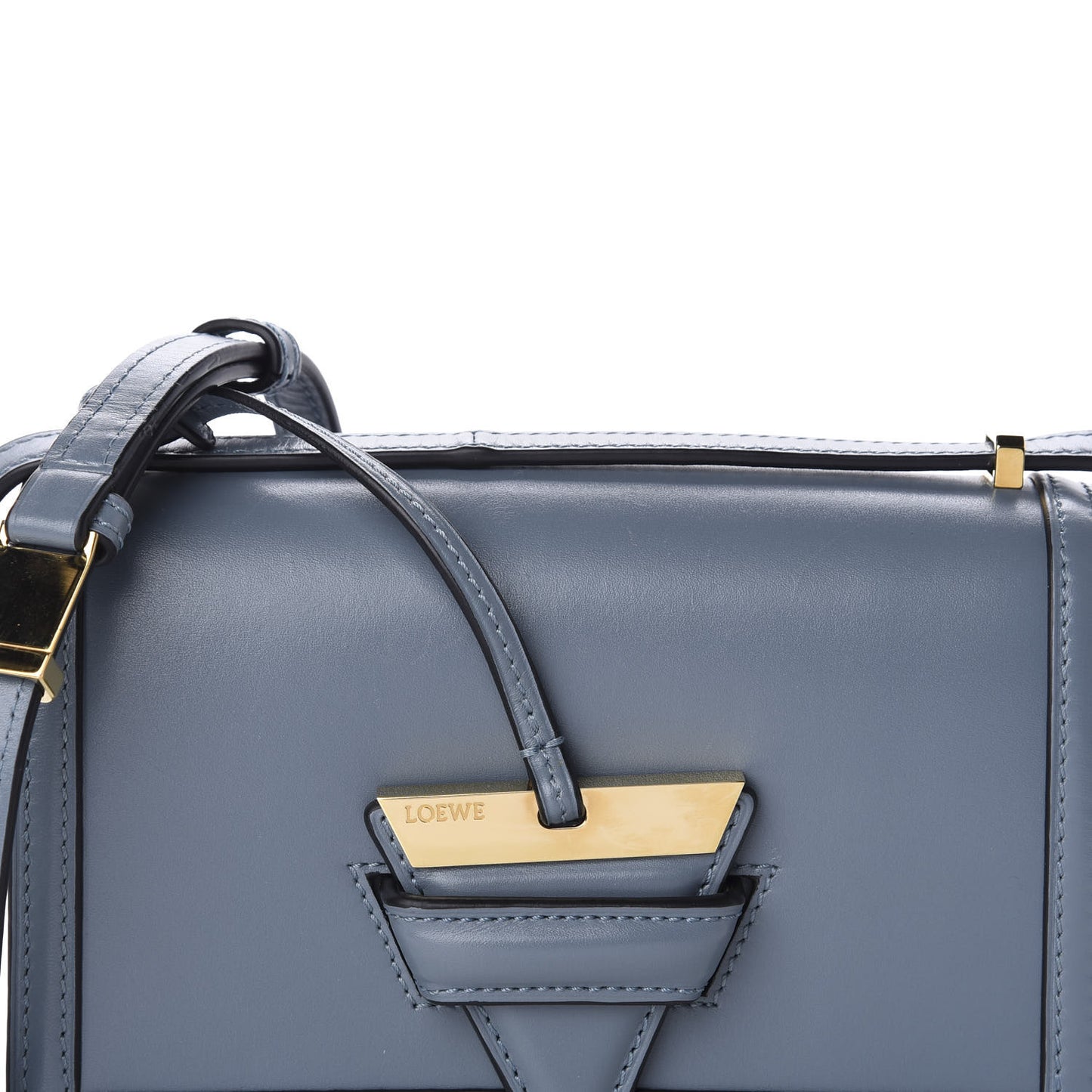 Calfskin Small Barcelona Shoulder Bag Stone Blue