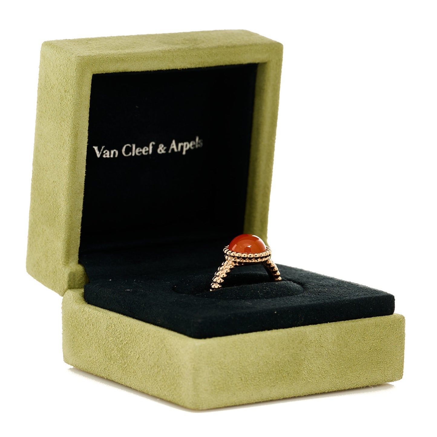 18K Rose Gold Carnelian Perlee Couleurs Ring 55 7.25