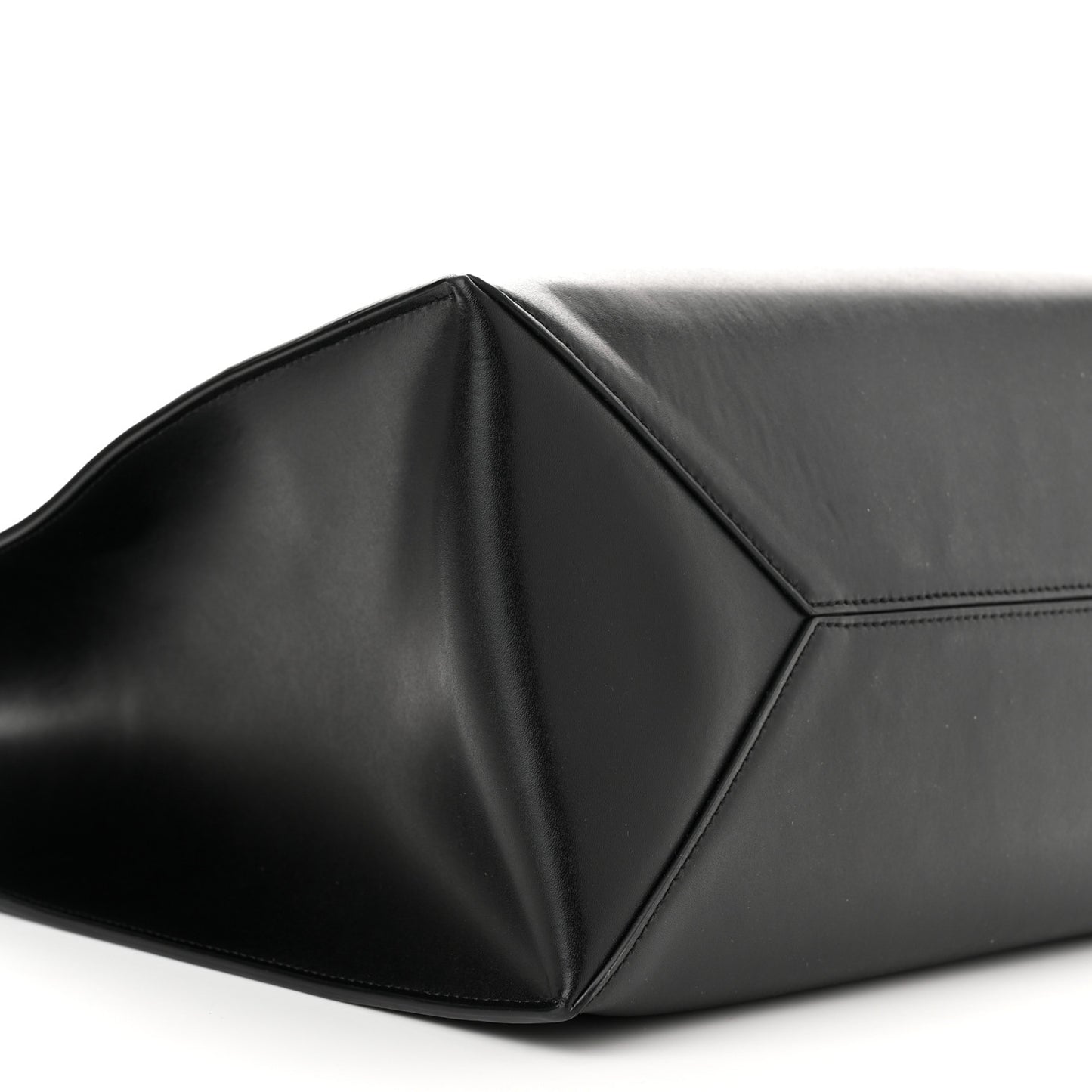 Calfskin Logo Debossed Medium Shopper Tote Black