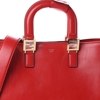 Fendi Vitello Glacier Medium FF Tote Rosso Cardinale 6 of 8
