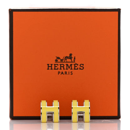 Hermes Palladium Lacquered Mini Pop H Earrings Jaune Sature 6 of 6