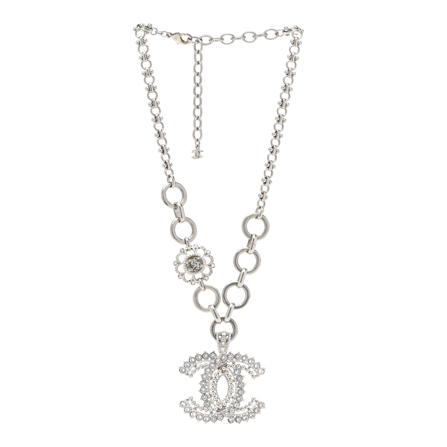 Crystal CC Short Necklace Silver