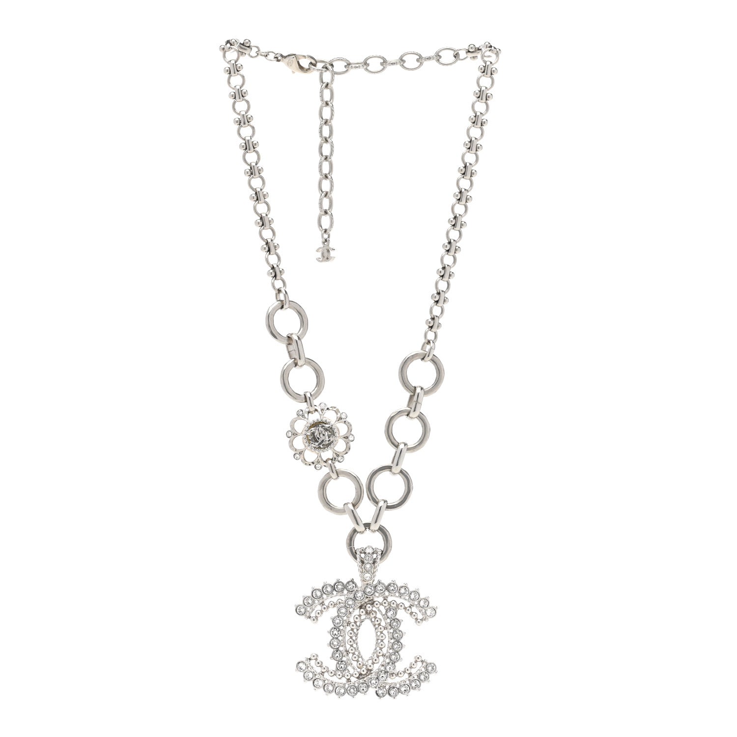 Chanel Crystal CC Short Necklace Silver 3 of 6