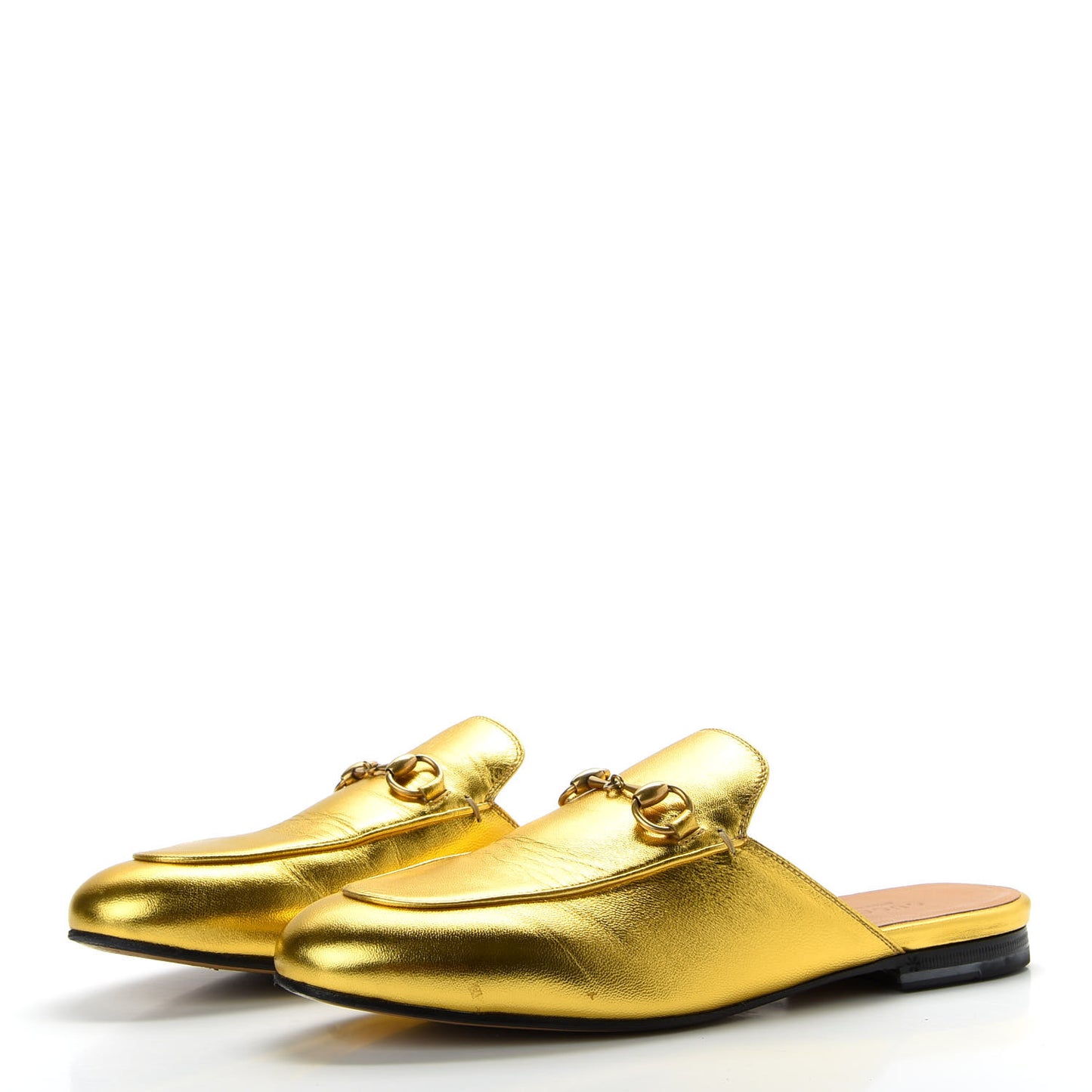 Metallic Nappa Womens Princetown Slippers 37.5 Gold