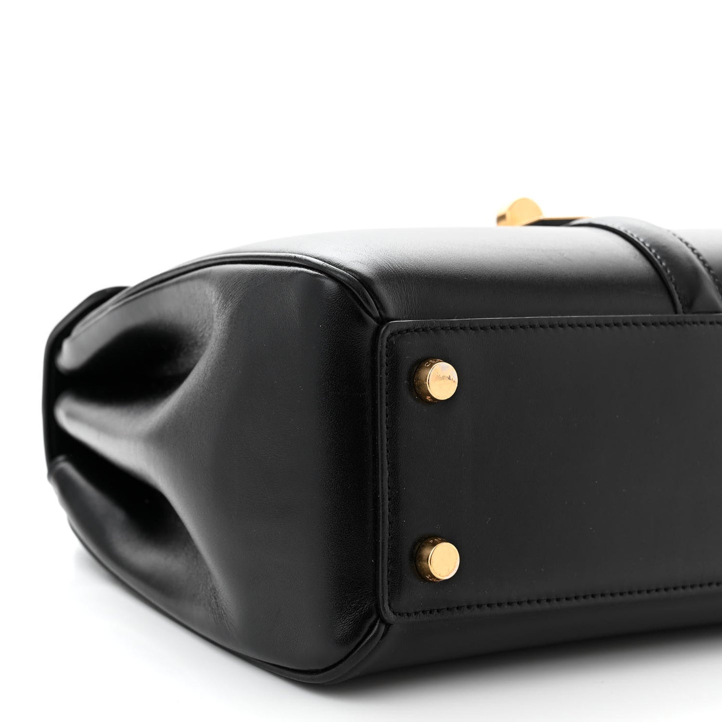 Satinated Calfskin Small 16 Top Handle Bag Black