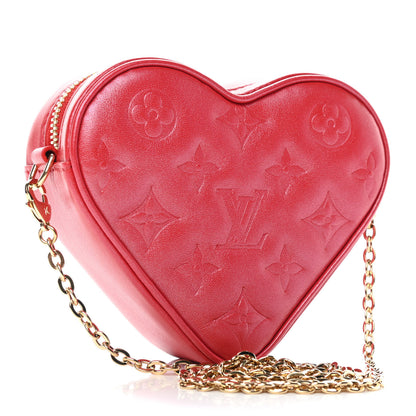 Louis Vuitton Lambskin Embossed Monogram Fall In Love Sac Coeur Heart Chain Bag Lipstick Red 2 of 4