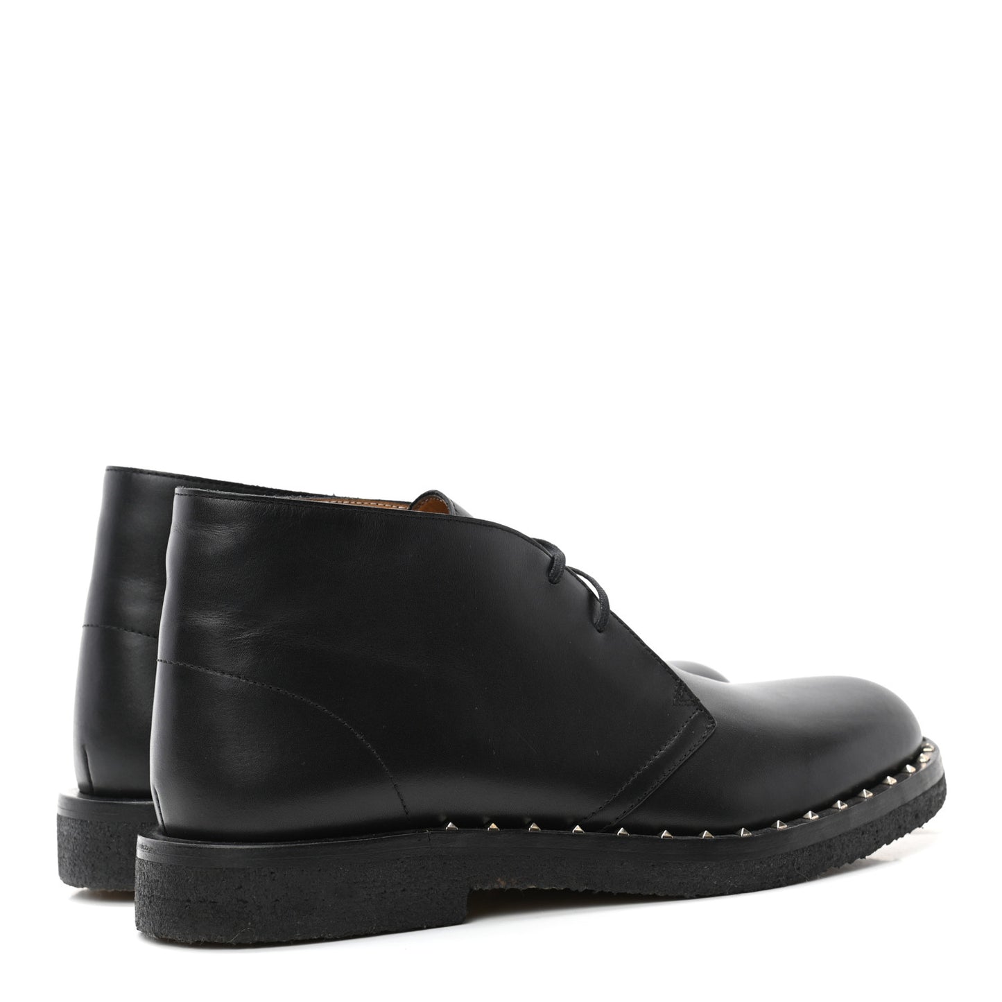 Calfskin Rockstud Mens Desert Ankle Boots 40 Black