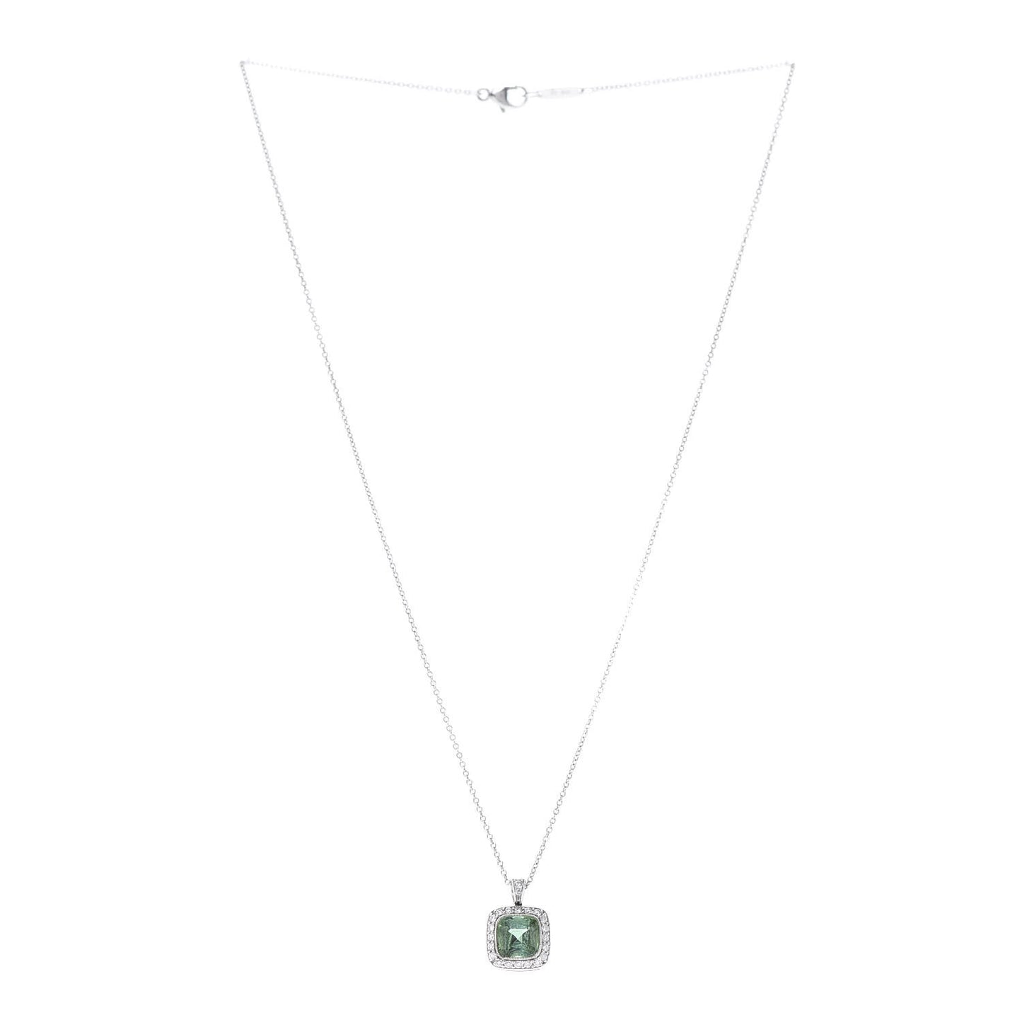 Platinum Diamond Green Tourmaline Legacy Pendant Necklace