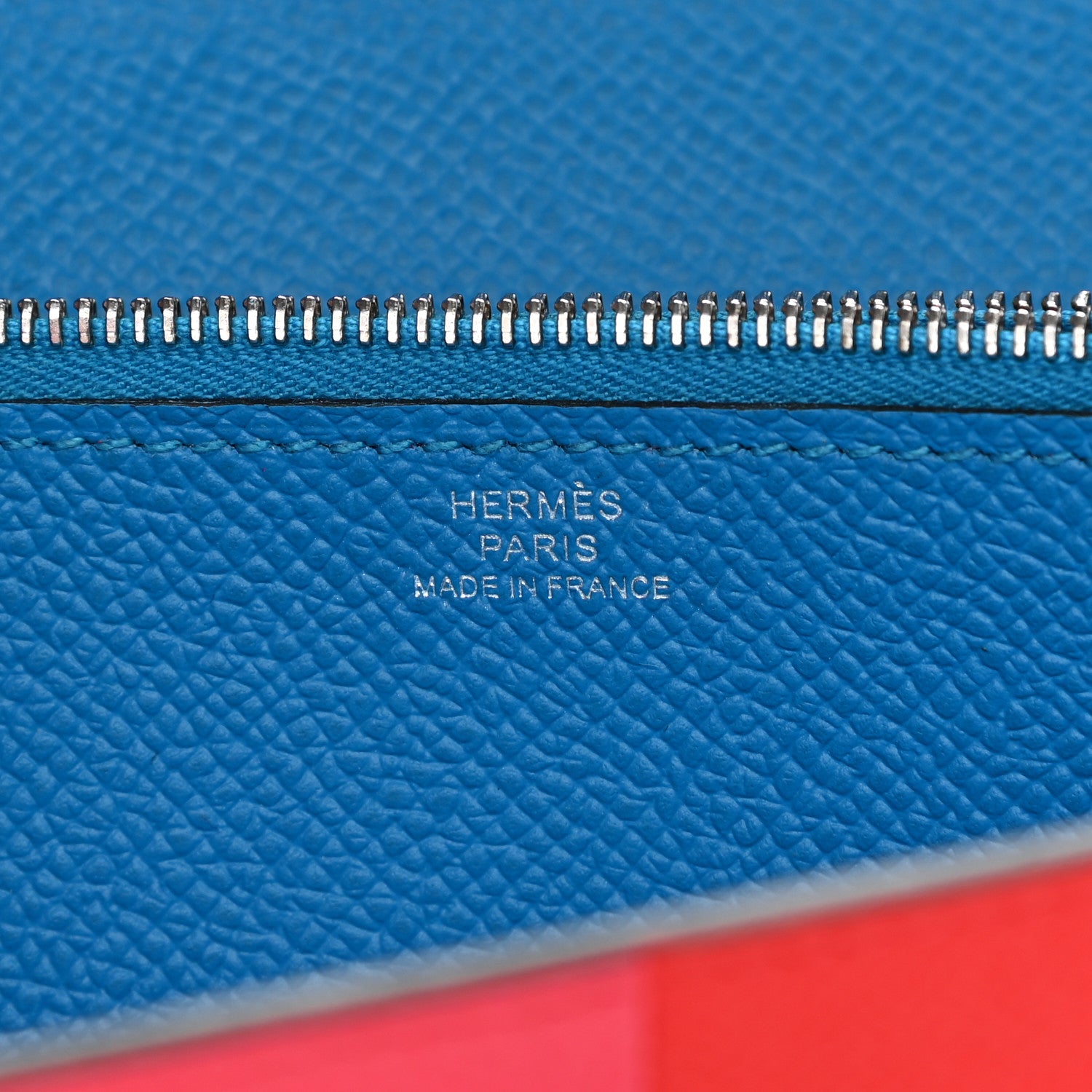 Hermes Epsom Tri-Color Kelly Wallet To Go Rouge De Coeur Rose Extreme Bleu Zanzibar 6 of 10