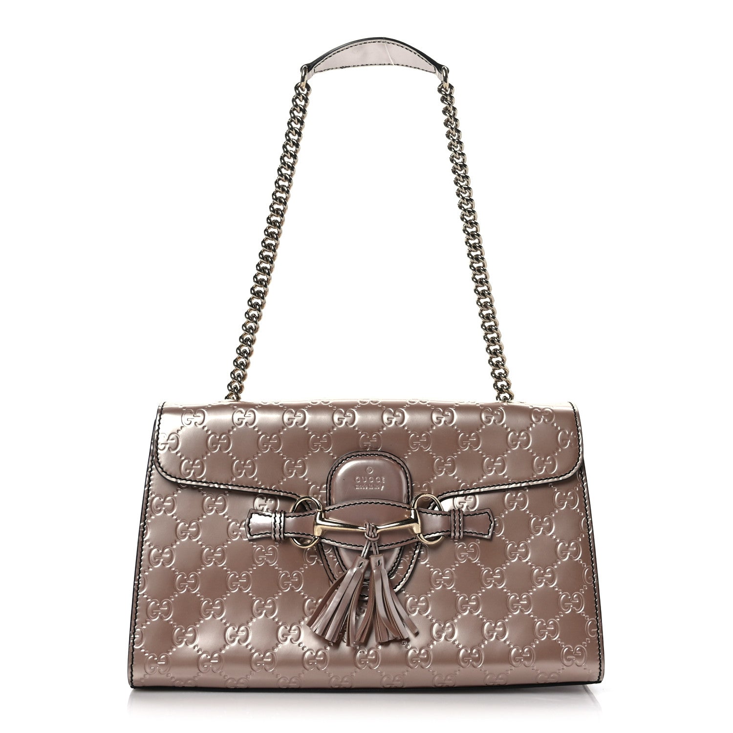 Gucci Shine Guccissima Medium Emily Chain Shoulder Bag Dark Cipria 1 of 9