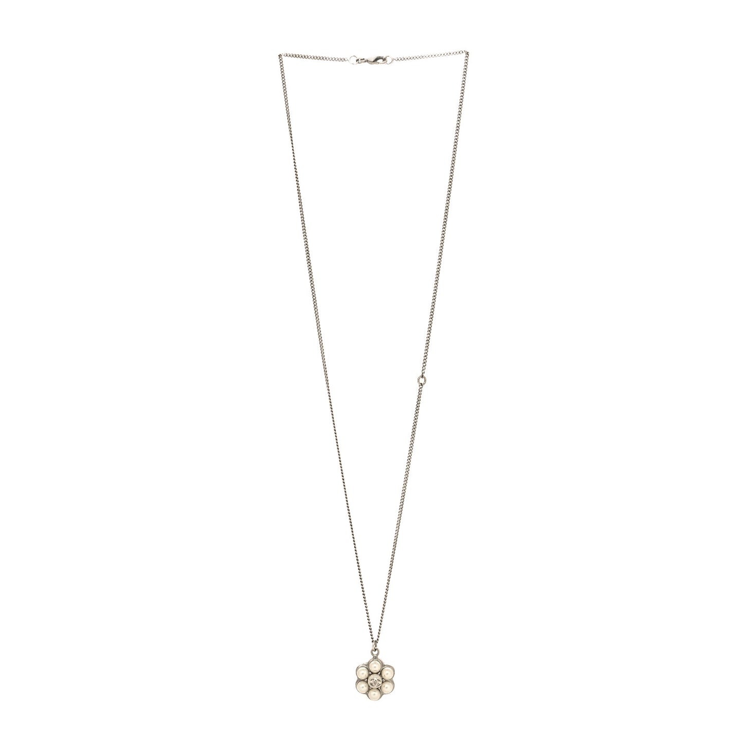 Pearl Flower CC Pendant Necklace Gold