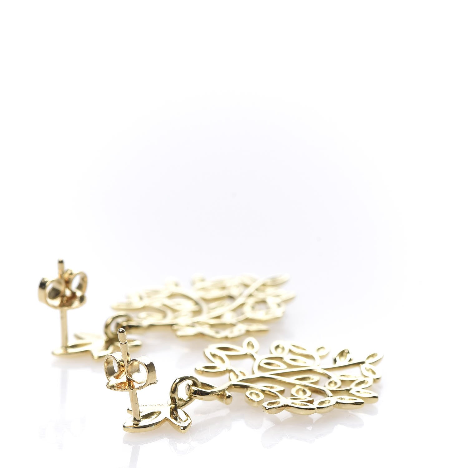 Tiffany 18K Yellow Gold Paloma Picasso Olive Leaf Drop Earrings 4 of 7