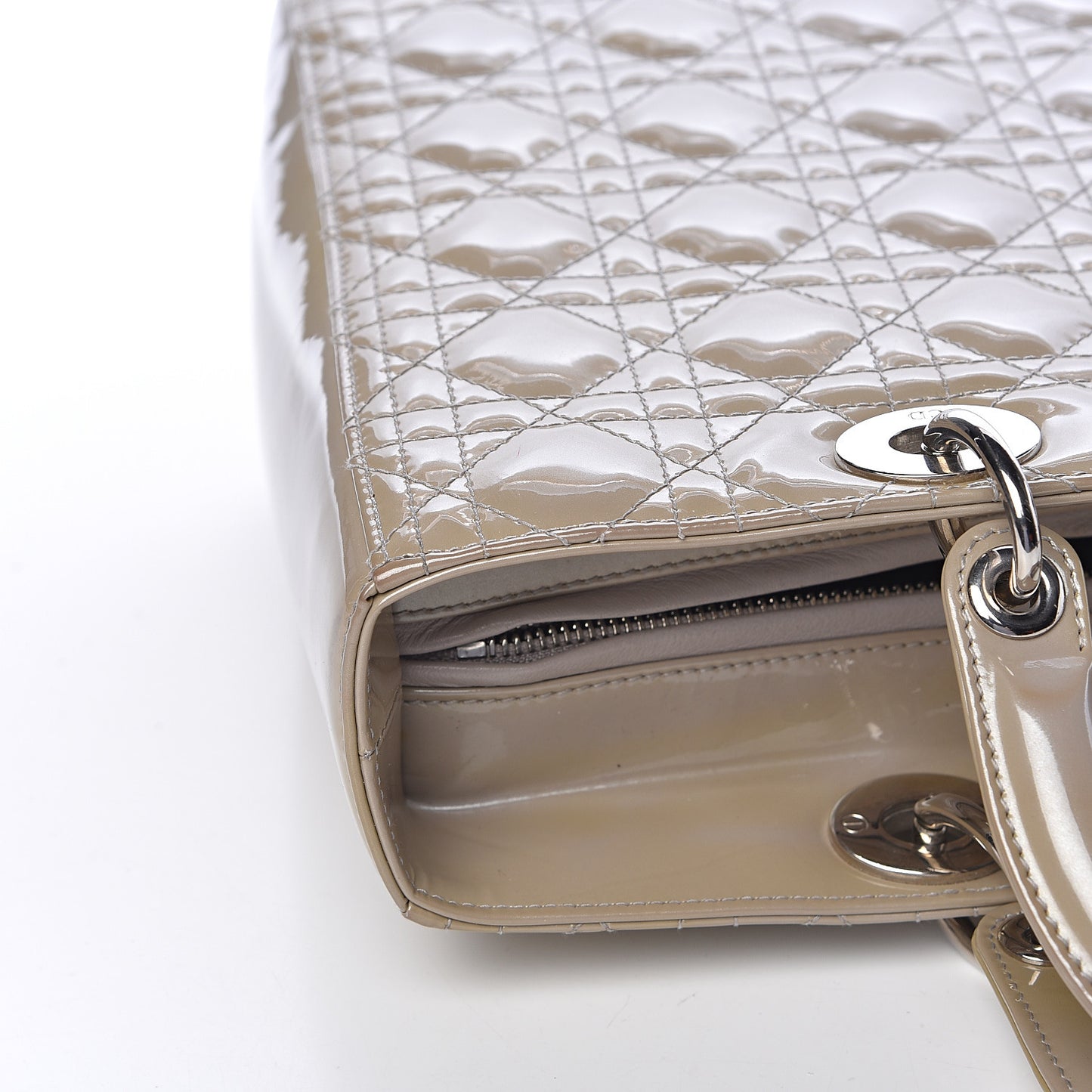Patent Cannage Large Lady Dior Beige