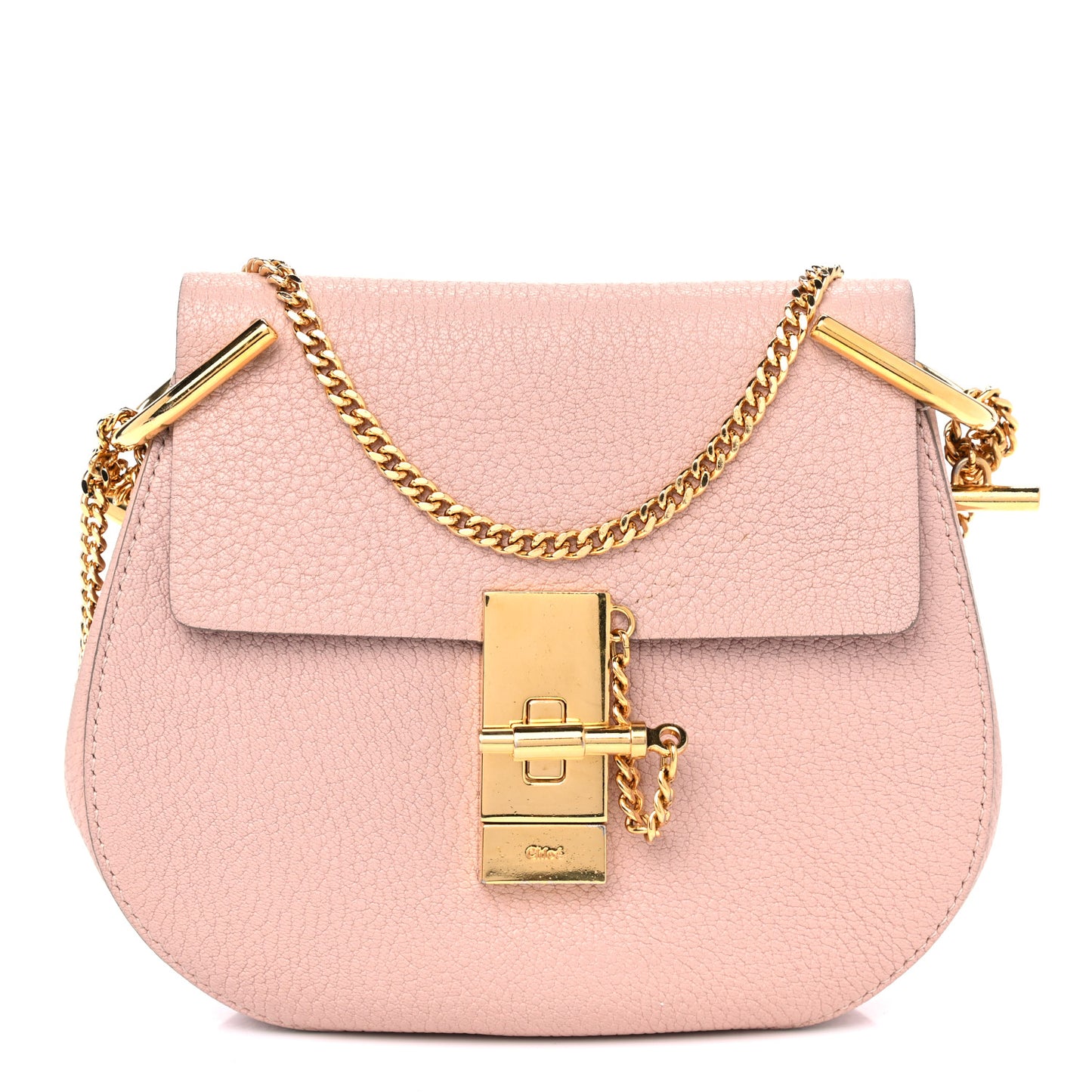 Grained Lambskin Mini Drew Shoulder Bag Cement Pink