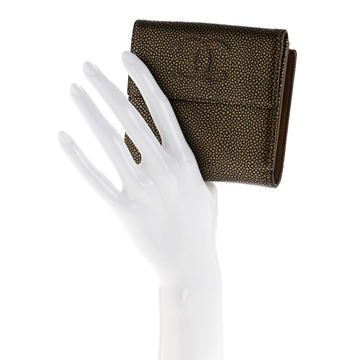 Metallic Caviar Timeless CC Compact Wallet Bronze