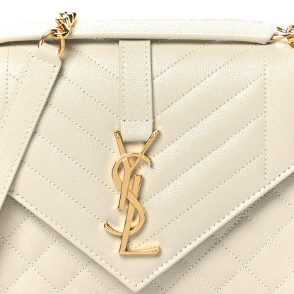 Saint Laurent Grain De Poudre Textured Mixed Matelasse Medium Triquilt Monogram Satchel Crema Soft 7 of 10