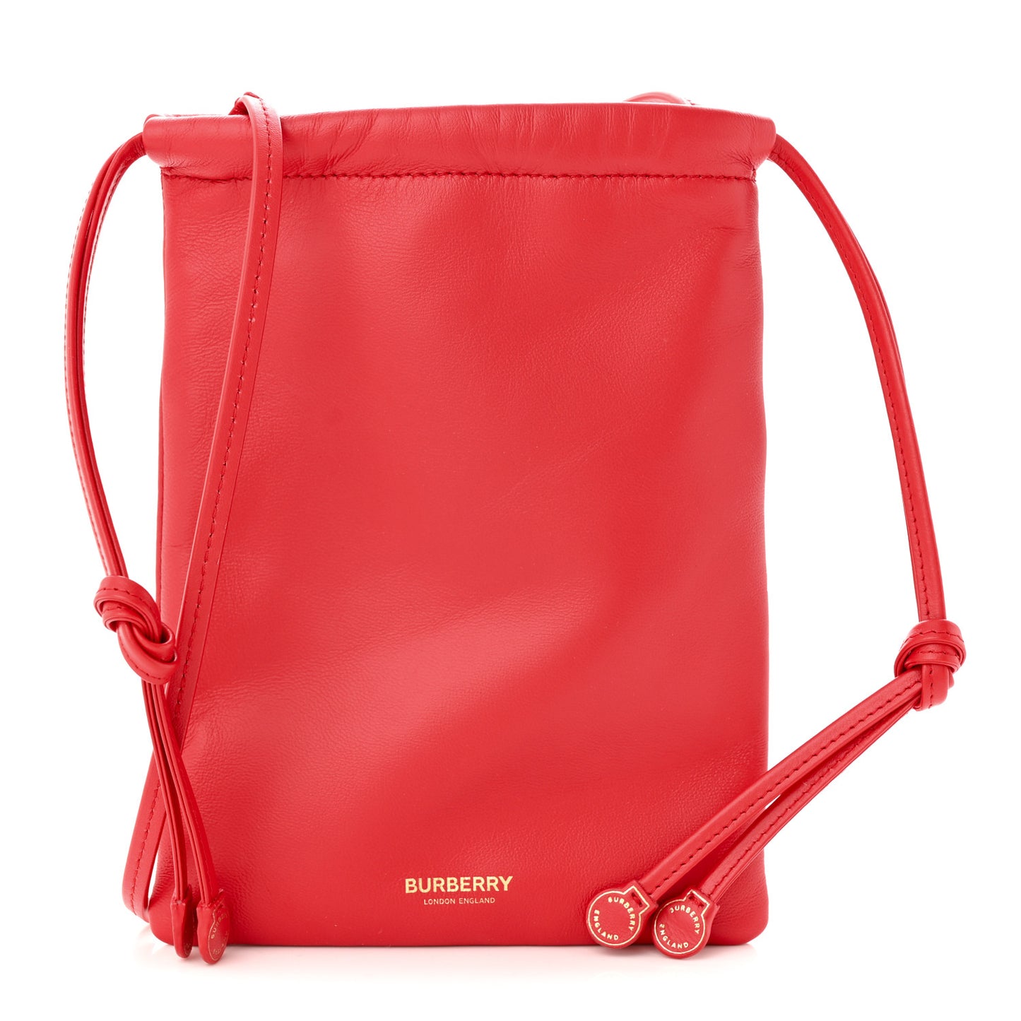 Calfskin Small Drawcord Pouch Red