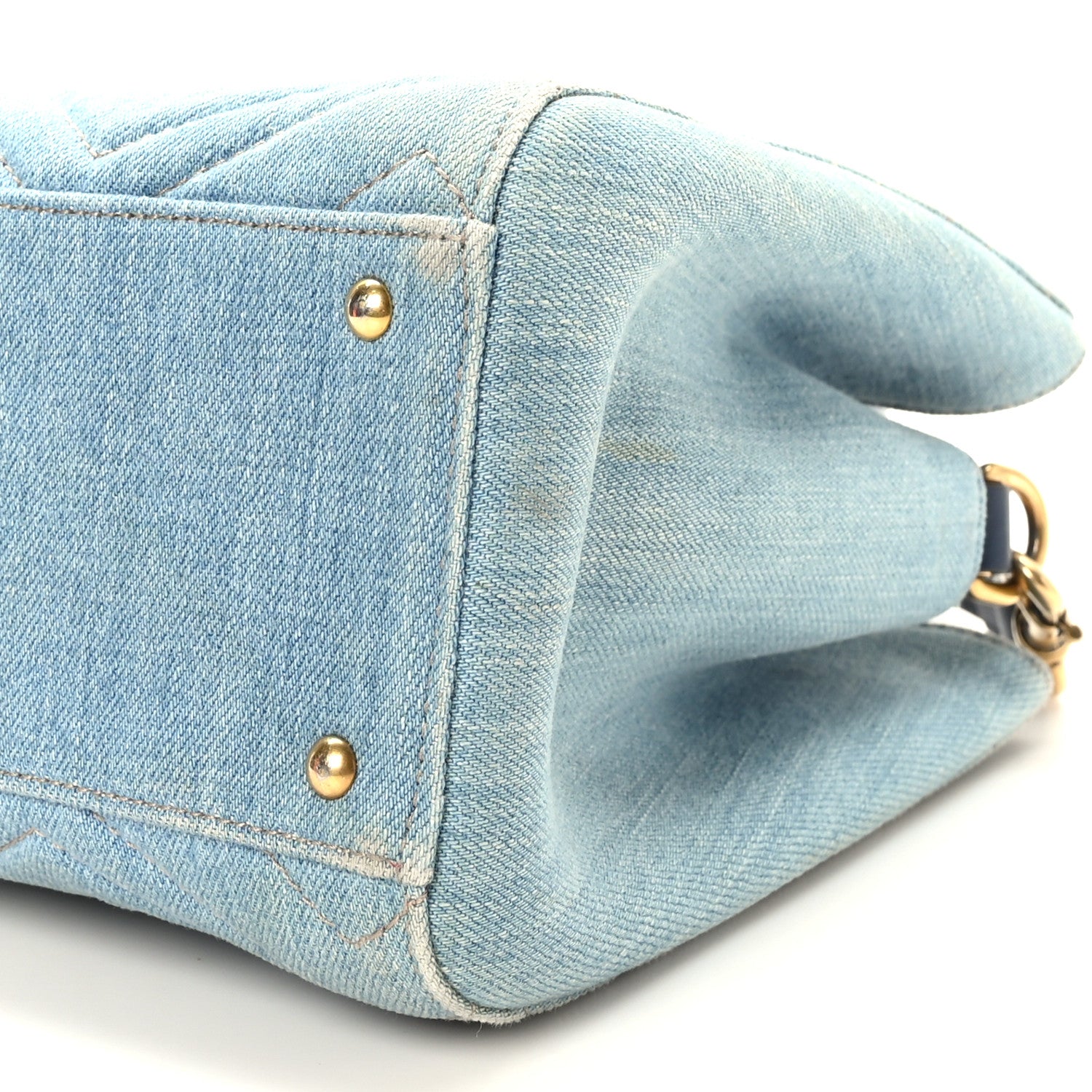 Gucci Denim Matelasse Small Pearly GG Marmont Tote Blue 9 of 9