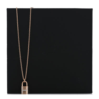 Hermes 18K Rose Gold Diamond Amulettes Cadenas Pendant Necklace 6 of 6