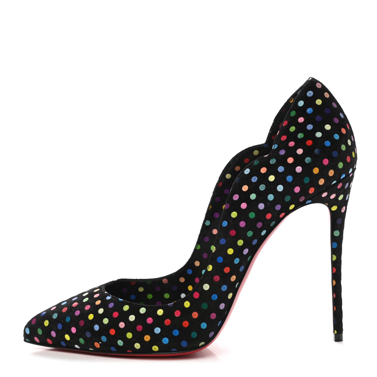 Christian Louboutin Suede Polka Dot Hot Chick 100 Pumps 40 Black Multicolor 1 of 8