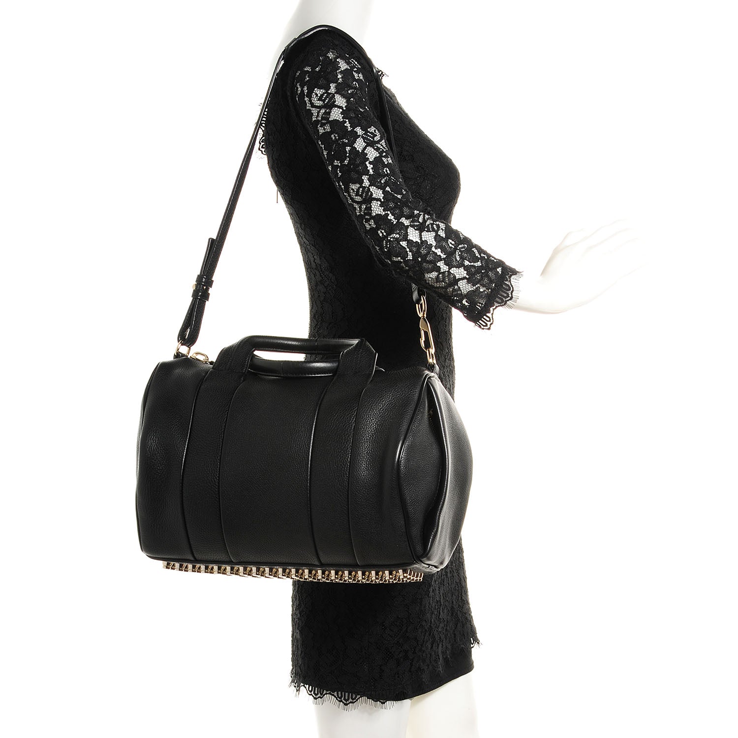 Alexander Wang Lambskin Rocco Duffel Black w Pale Gold Hardware 2 of 15