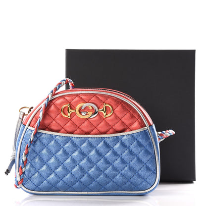 Gucci Laminated Nappa Trapuntata Mini Zumi Dome Shoulder Bag Rosso Marine Argento 9 of 9